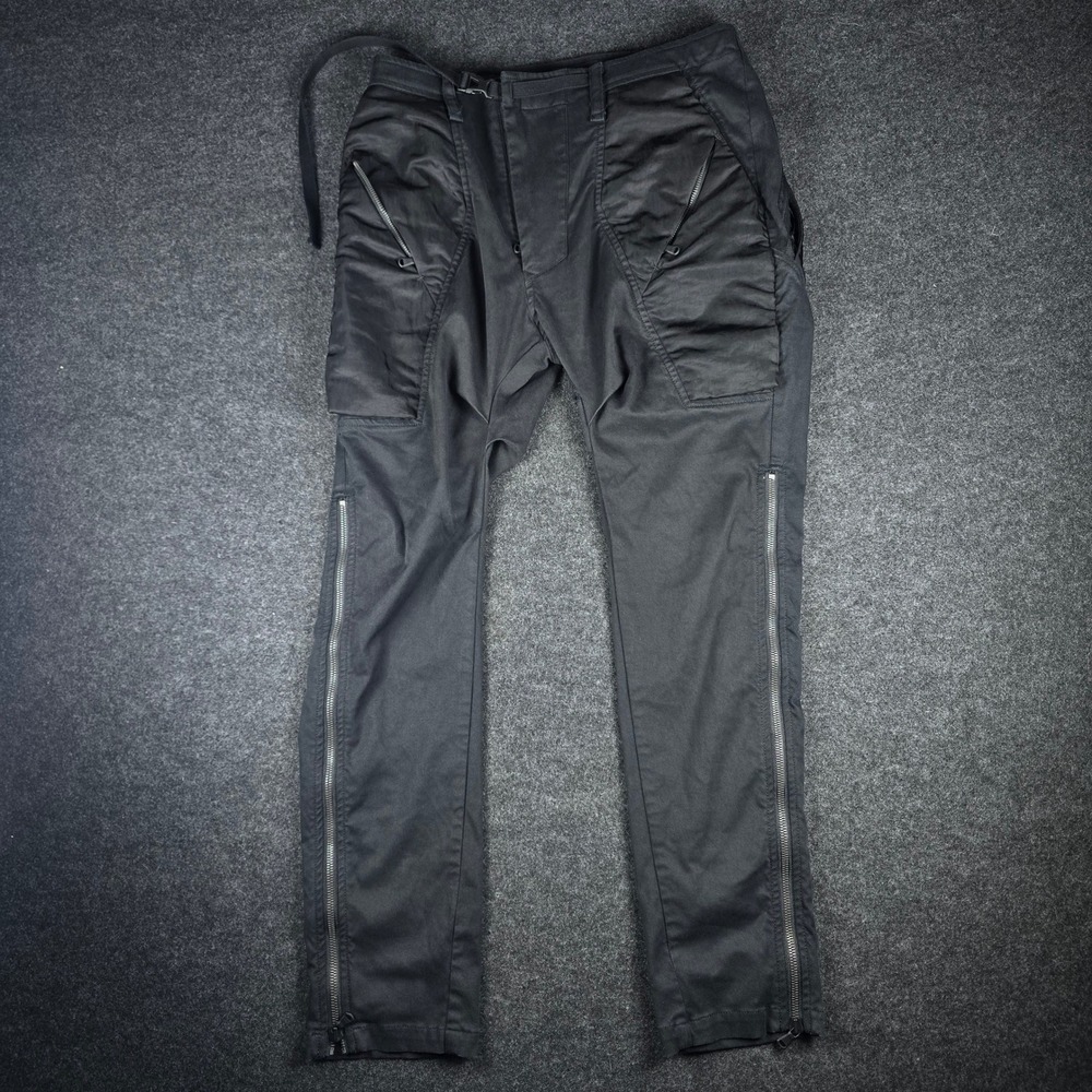 Hamcus PRMTVSM Black Tactical Cargo Pants Size 1 Techwear Zipper Leg Tapered